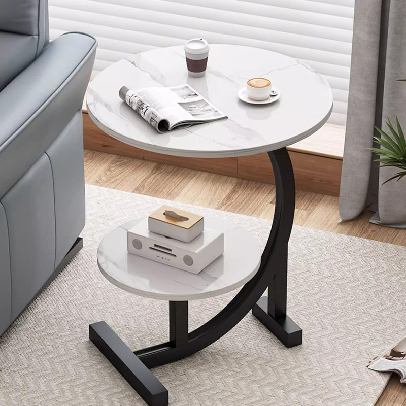 Sala de estar casa balcón pequeña mesa de té moderna y minimalista pequeña mesa redonda lateral del sofá pequeña mesa de té creativa influencer casual Application Scenario