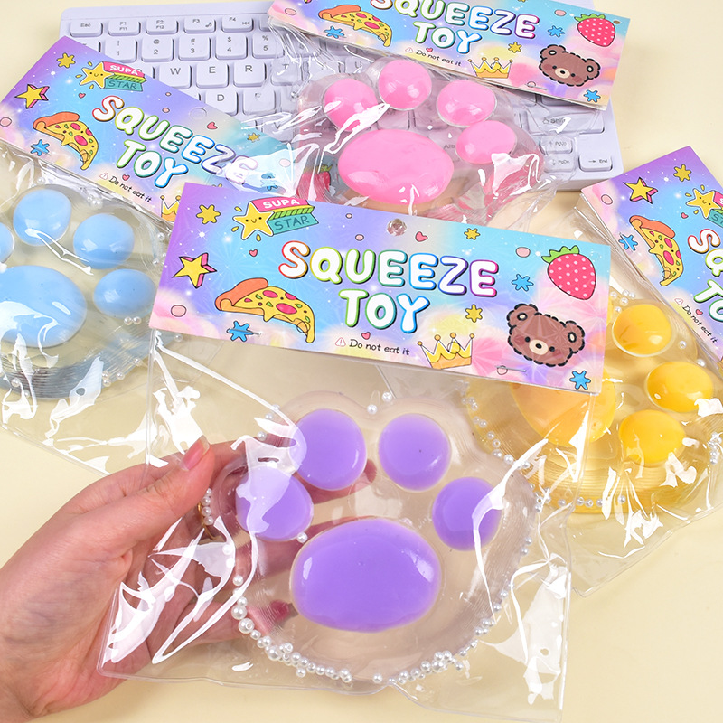 New large-sized round cat paw kneading Fun diy stress-relieving toy with light, extra-large tpr mud feel Specification image