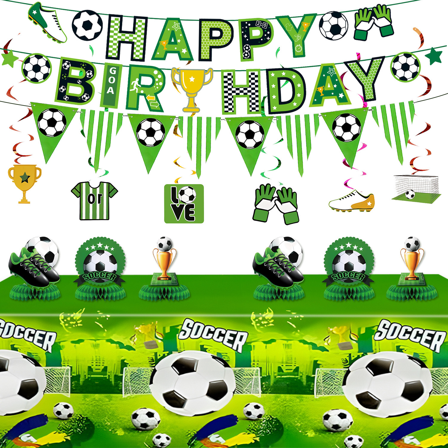 跨境新款世界杯足球一次性派对餐具纸盘纸杯纸巾运动周边生日用品