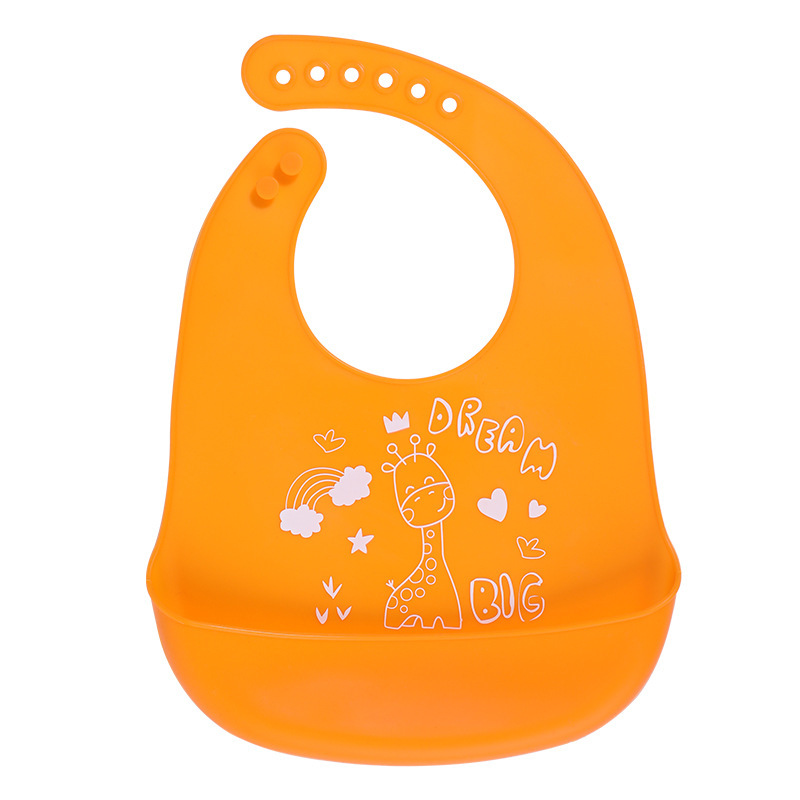 婴童 新款婴儿硅胶围兜 卡通口水兜 宝宝饭兜防水围兜免洗批发产品图