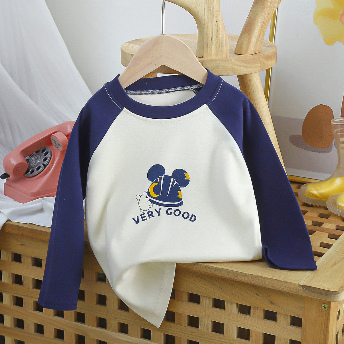Children's long-sleeved T-shirt, new pure cotton baby base layer, knitted sweater, boys' long Johns, Korean version, 1-year old children's clothing wholesale Specification image