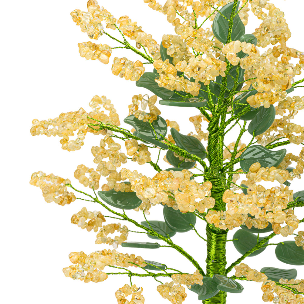 Natural crystal crushed stone yellow crystal wealth tree, ceramic bowl base, crystal tree, opening gift, office wealth attraction decoration Specification image