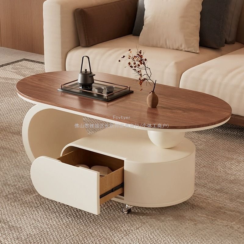 Changyuebang cream-style movable rock plate coffee table, new light luxury high-end sofa side table for small-sized households, 20