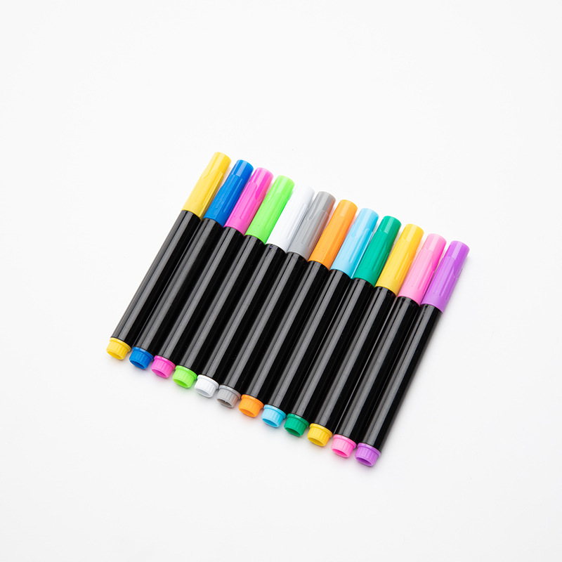 Dust-free water-soluble chalk liquid lamp board pen, LED fluorescent board, large white 12-color erasable blackboard pen Specification image