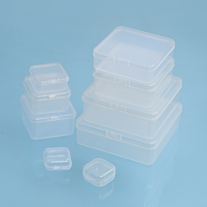 Dust-proof transparent plastic box, flip cover square pp box, hardware accessories, fishing gear display packaging box, bean box details Picture