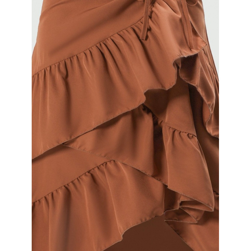 The 2026 summer new style elegant high-waisted, slimming, ruffled hem solid color skirt is in stock Specification image