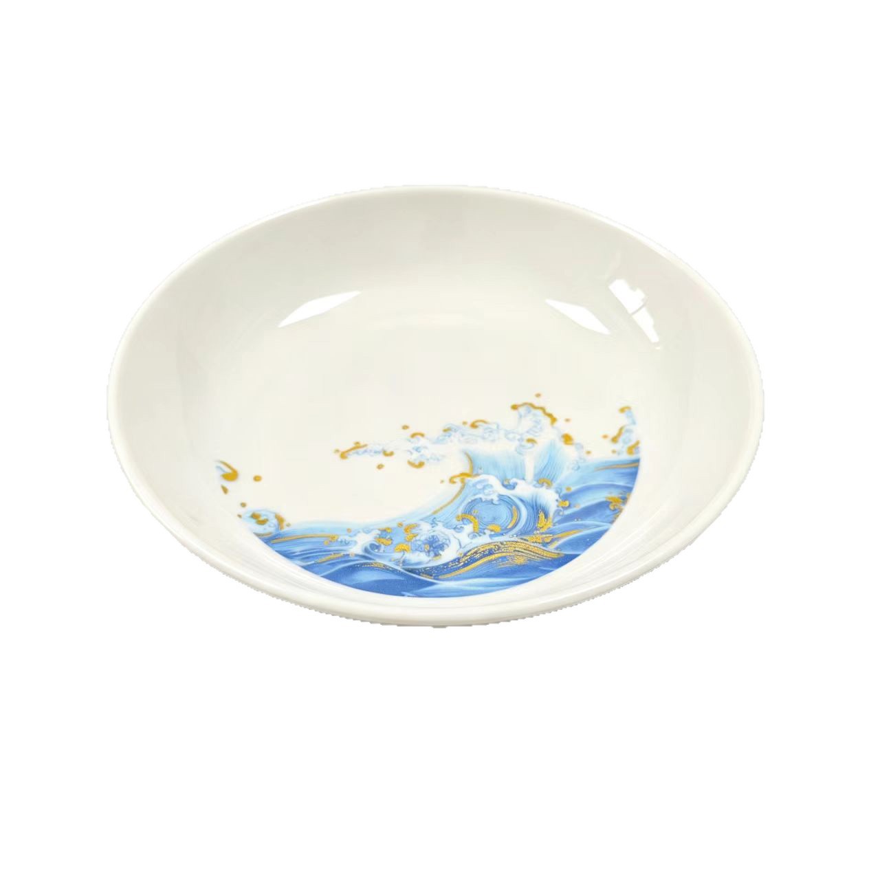 密胺圆形盘子金海浪塑料深盘仿瓷酒店料理店端菜盘面包盘蛋糕餐盘 Item Picture