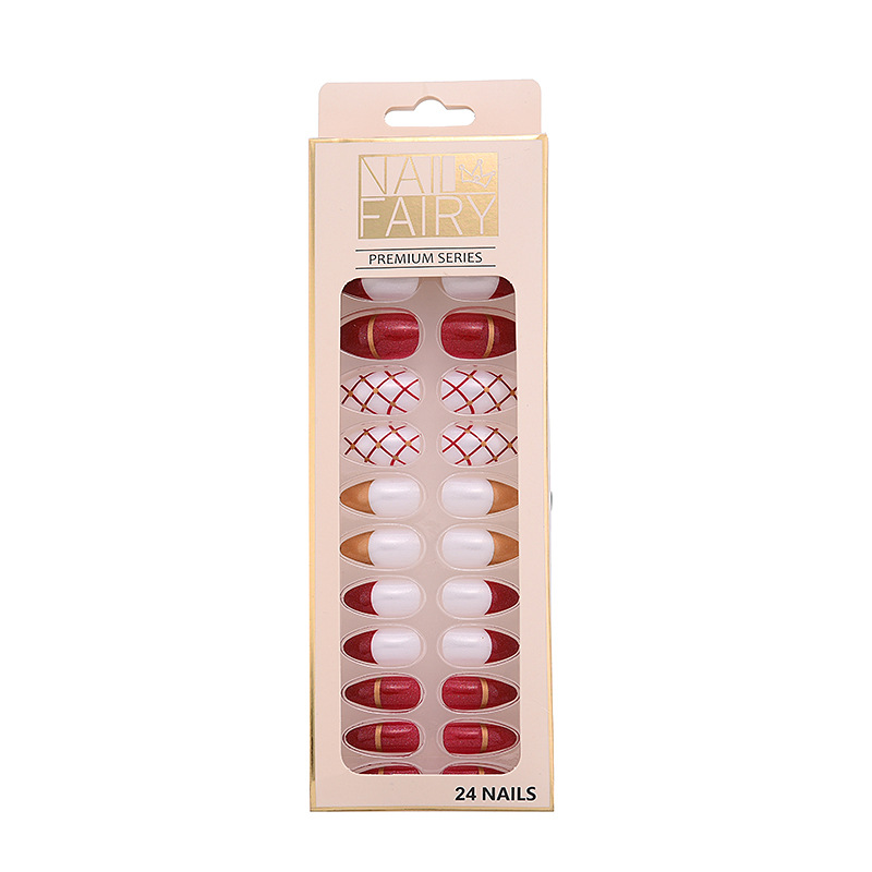 Wholesale of European and American nail art pieces, 24 pieces of fake nails, popular nail art patches, wearable nail art pieces Specification image