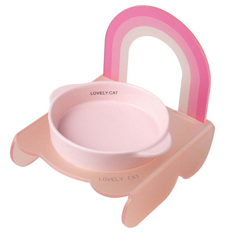 Wholesale of Korean Bridga double-eared cat bowls, dog food bowls, ceramic pet bowls, cat and dog food bowls without black chins, and slow food bowls Item Picture