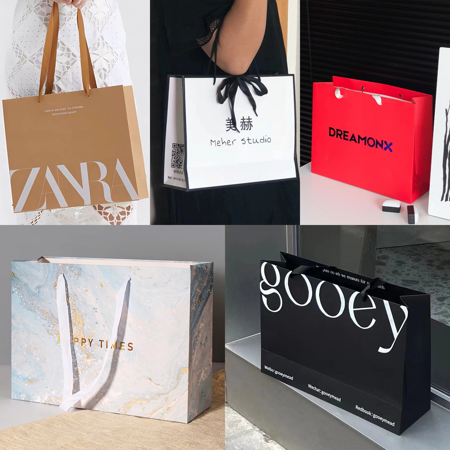 Customized handbags for high-end clothing stores, paper bags with logo printing, high-end cosmetics, women's clothing, and shopping bags for shopping malls details Picture