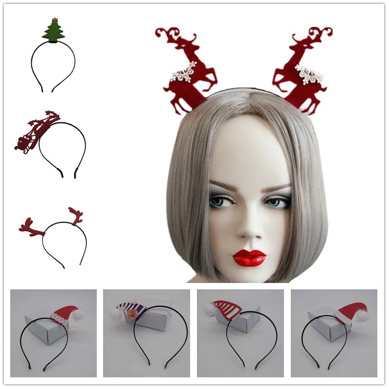 亚马逊wish速卖通一件代发货源圣诞节装扮树驯鹿雪橇新款头扣发饰
