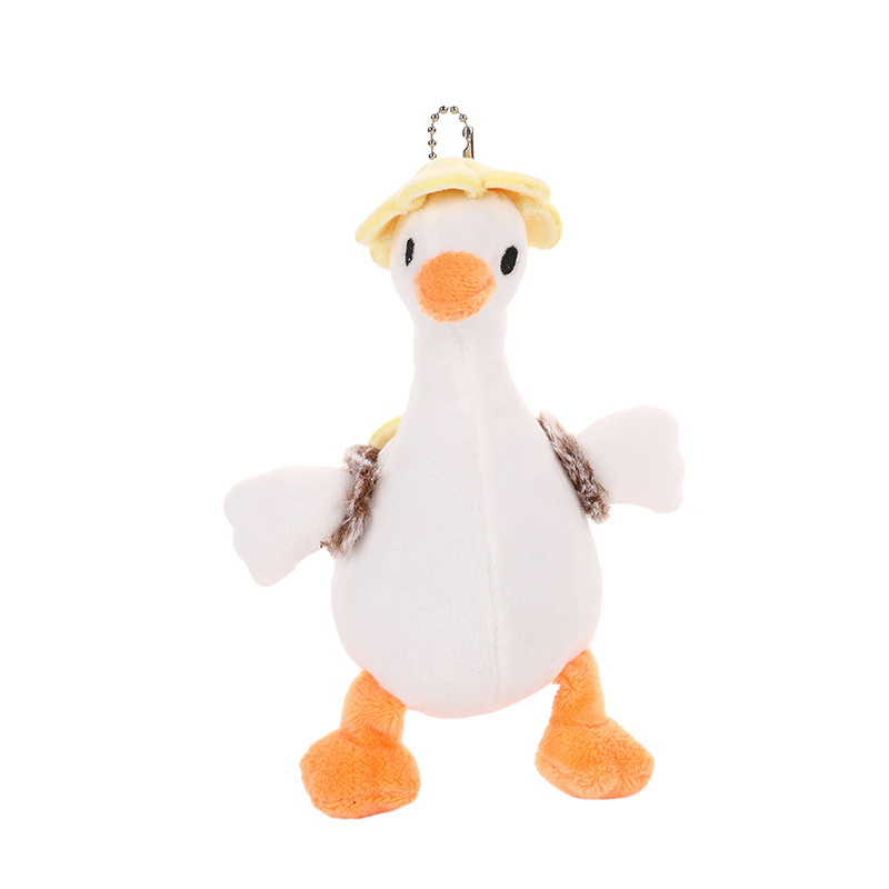 Douyin's popular big white duck plush toy keychain pendant, cute and adorable flower backpack, duck doll schoolbag hanging decoration Item Picture