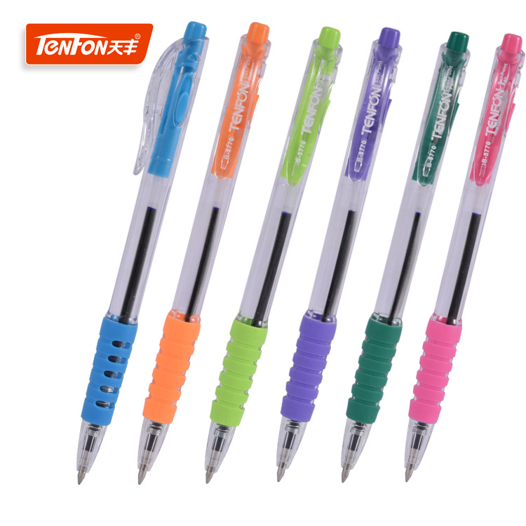 5,771 types of simple transparent ballpoint pens, colorful rubber-covered ballpoint pens, side-jumping foreign trade simple office ballpoint pens full figure