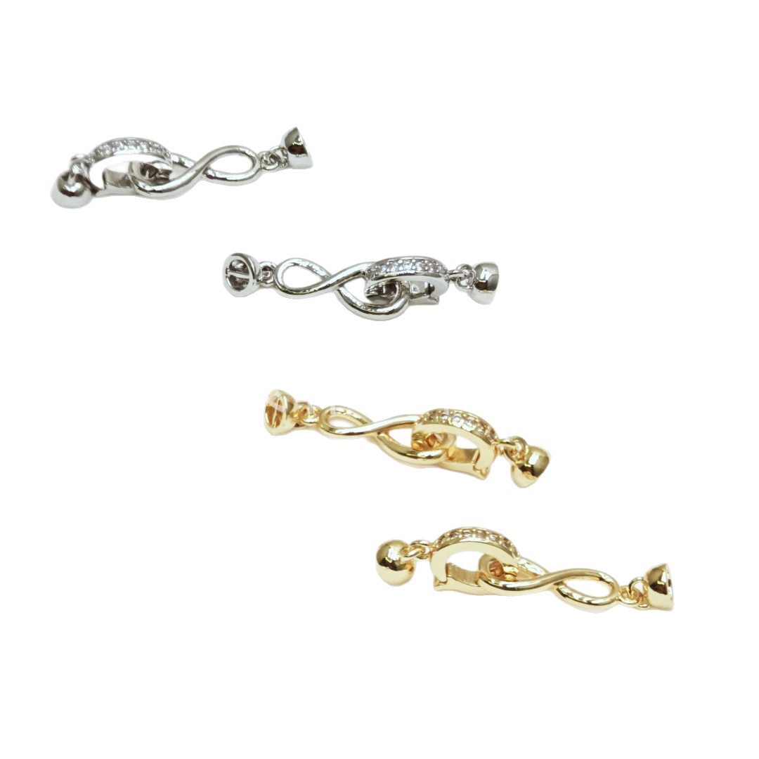 14K electroplated real gold color retention cloverleaf copper inlaid zircon diy handcrafted beaded necklace and bracelet material accessories Item Picture