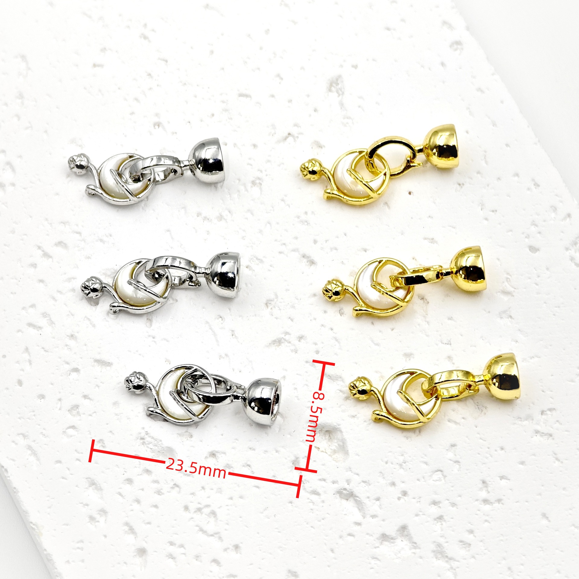 Pearl necklace button, sweater chain buckle, diy handcrafted bracelet buckle head, micro-inlaid moon shell joint buckle Specification image