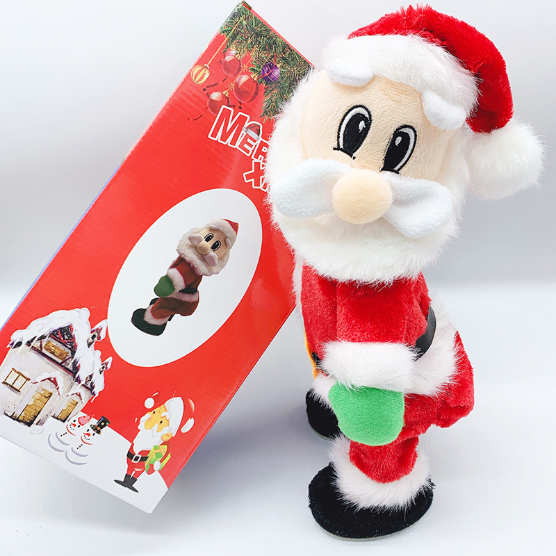 Navidad eléctrico sacudiendo el trasero santa juguetes peluche eléctrico navidad lindo juguete sacudiendo el trasero santa