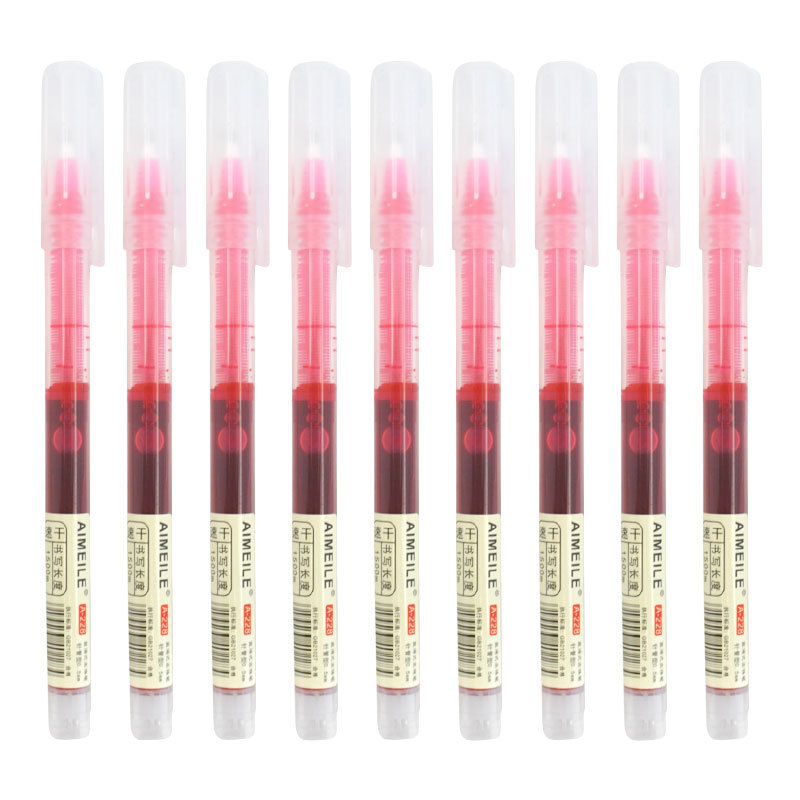 Straight liquid black stationery notebook pen, student exam signature pen, 0.5mm colored syringe gel pen Item Picture