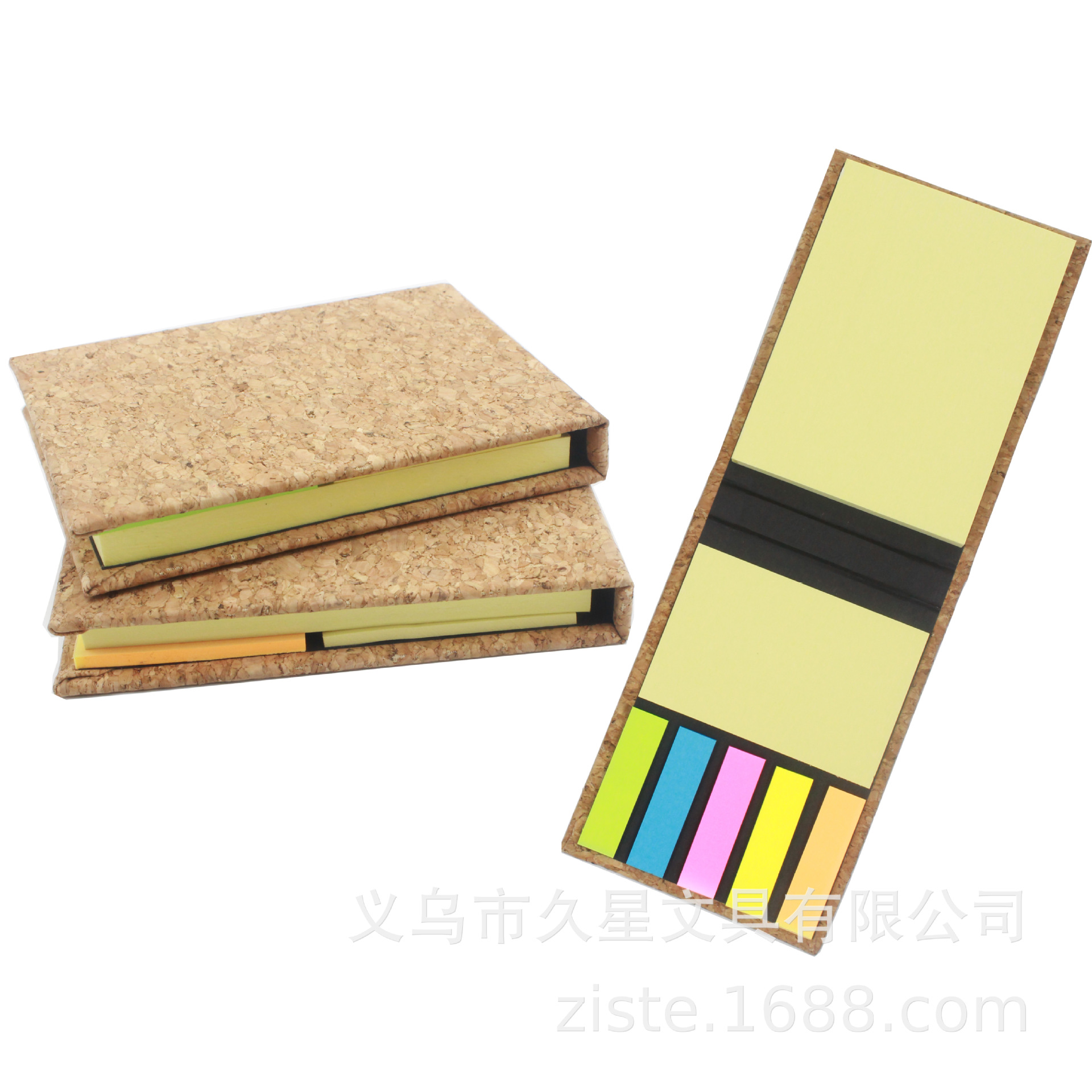 Creative cork cover sticky notes with a fixed logo and practical color stripe sticky notes are promotional gifts for our company's corporate advertising Specification drawing