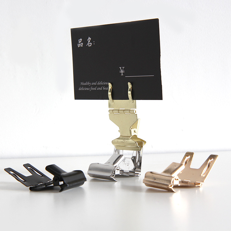 Bread price tag, bakery price tag, non-rusting pop clip, metal advertising clip, wing-shaped clip, cake label clip, pastry store price tag stand, dessert counter product label base, catering display price tag auxiliary accessories Specification image