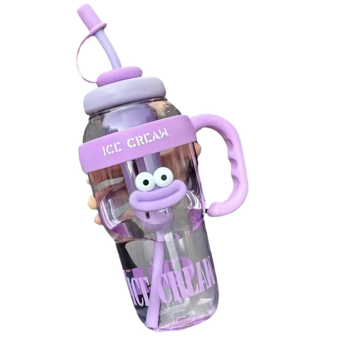 New large-capacity 2025 ice cup, high appearance level, large-mouth cup for girls, convenient with straw, tea strainer, flower tea, plastic cup Item Picture