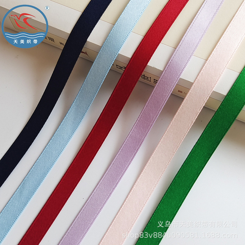 Wholesale of matte double-sided polyester-cotton ribbon 1CM medium and high-end hair accessory ribbons, DIY handmade bow clothing webbing details Picture