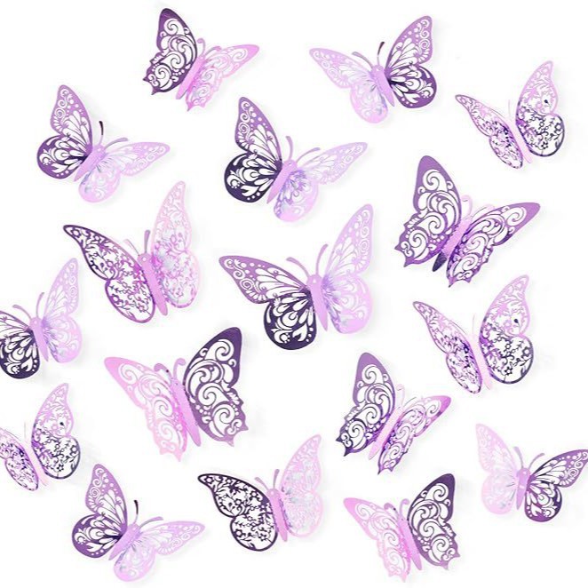 Amazon's best-selling 3D hollowed-out butterfly metallic texture butterfly wall decoration home living room three-dimensional stickers details Picture