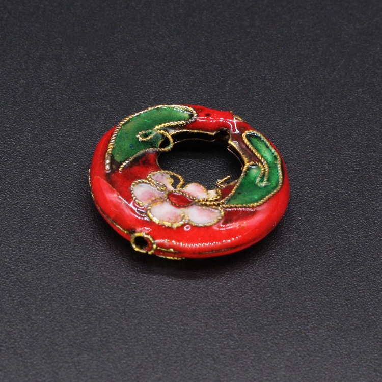 Traditional high-temperature cloisonne enamel filigree silver blue DIY jewelry accessories, spacer beads Cloisonne 20mm large earrings details Picture