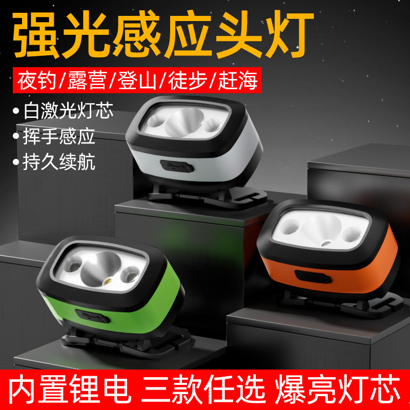 LED charging intelligent sensing strong light head lamp, portable strong light night fishing, small head lamp for night running, outdoor flashlight Application Scenario
