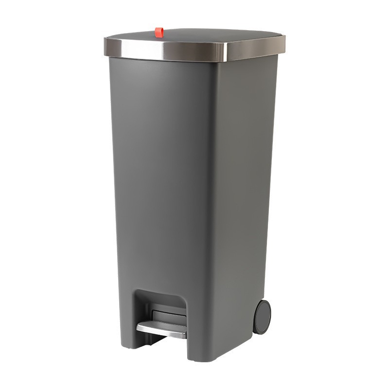 This is a high-end, light luxury household trash can with a foot pedal, lid and large capacity for the kitchen and toilet Application Scenario