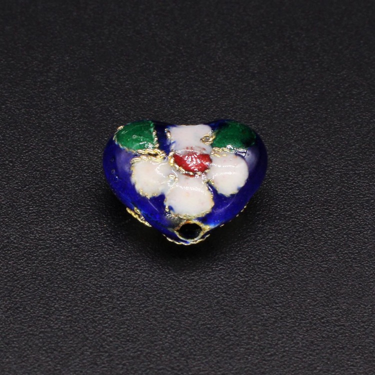 Traditional high-temperature cloisonne enamel filigree silver blue DIY jewelry accessory beads Cloisonne 13# chicken heart