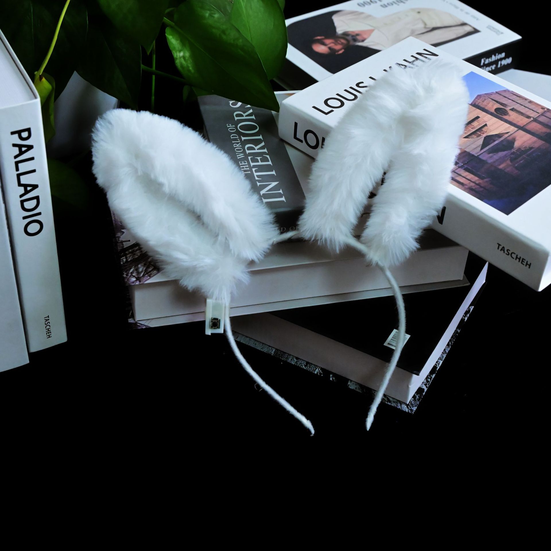 Luminous plush hairband, feather rabbit ears, 14 lamp headwear, flashing cat ears, night market stall, hairband and hairpin toys details Picture