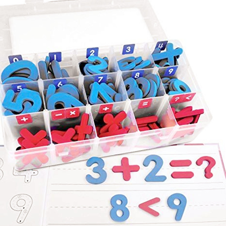 Hongbo Cartoon Soft Magnetic stickers for children, eva letter magnetic stickers, soft sponge, colorful numbers, English bucket refrigerator stickers details Picture