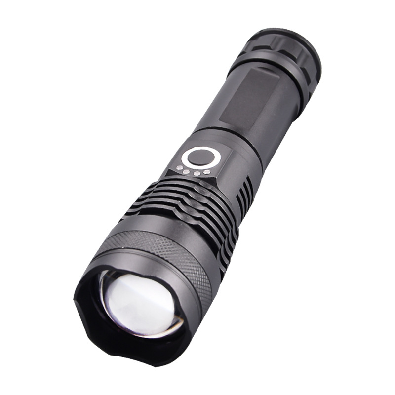 New cross-border flashlight usb charging, strong light long-range outdoor led searchlight, aluminum alloy flashlight Item Picture