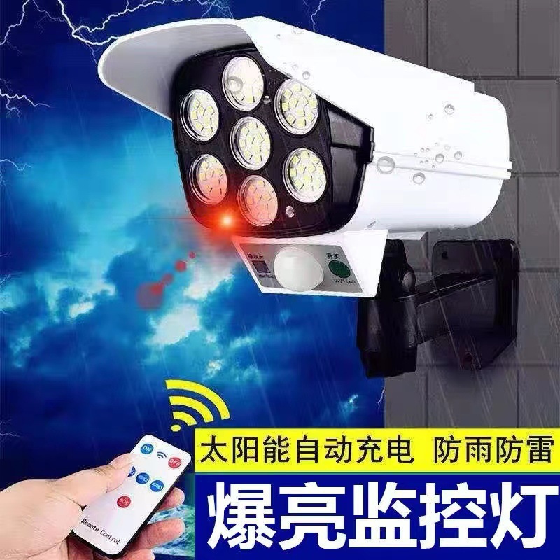 语音提示太阳能仿真摄像头灯感应道路灯照明防水led户外庭院壁灯