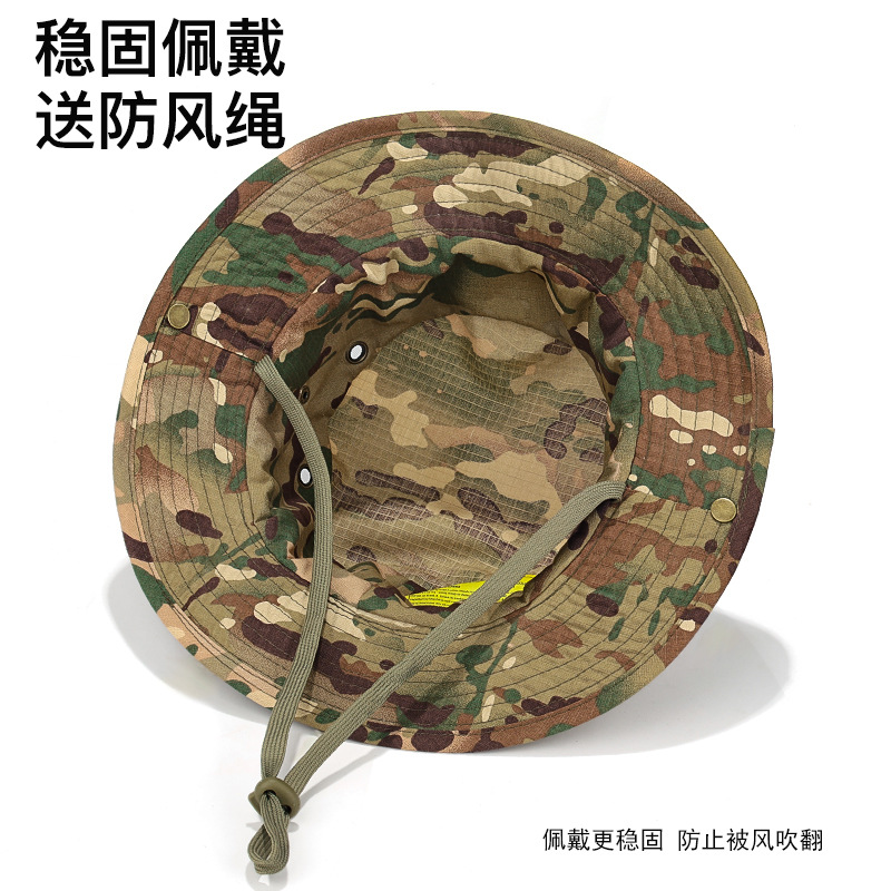 Four-season outdoor fishing, mountain climbing, hiking, camouflage fisherman hat, summer sun protection, breathable and sun protection tactics, Penney hat, cross-border Application Scenario