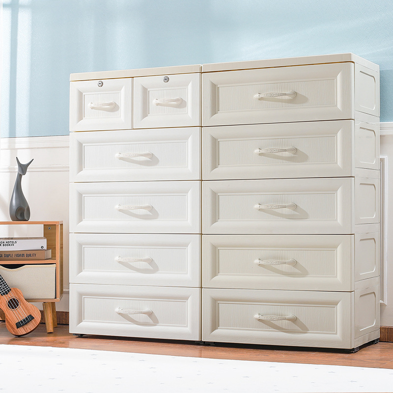 Coffee Bear thickened drawer storage cabinet, living room snack storage cabinet, children's cabinet, baby wardrobe, household plastic details Picture