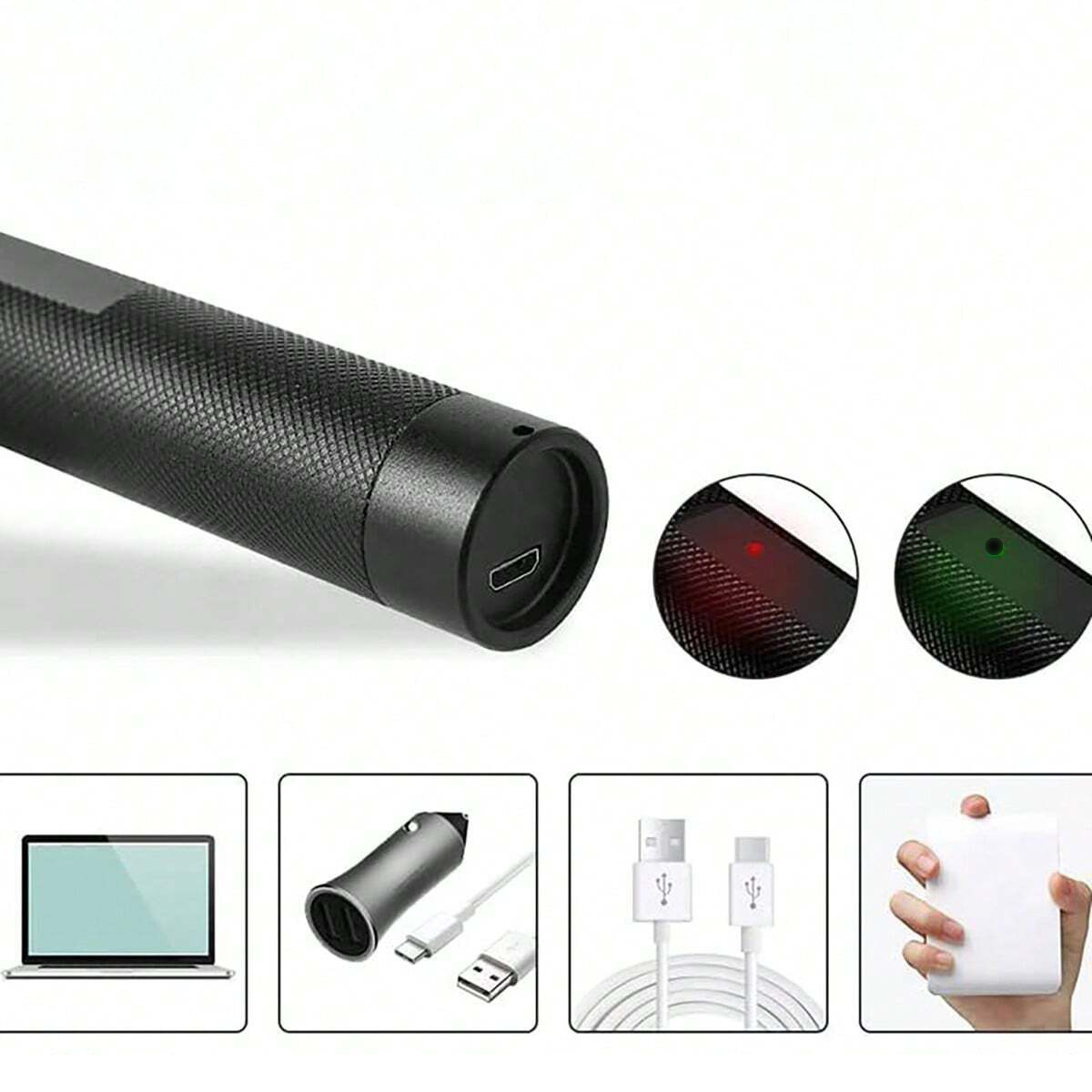 USB303 charging laser pen, laser lamp, high-power with starry sky green light, purple light, red light and infrared command pen Specification image