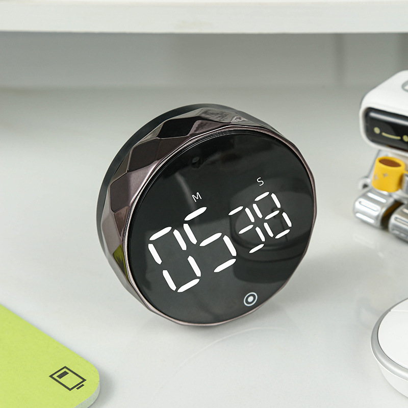 Rotating countdown timer, kitchen magnetic suction student LED LCD baking timer, large screen children's wholesale reminder details Picture