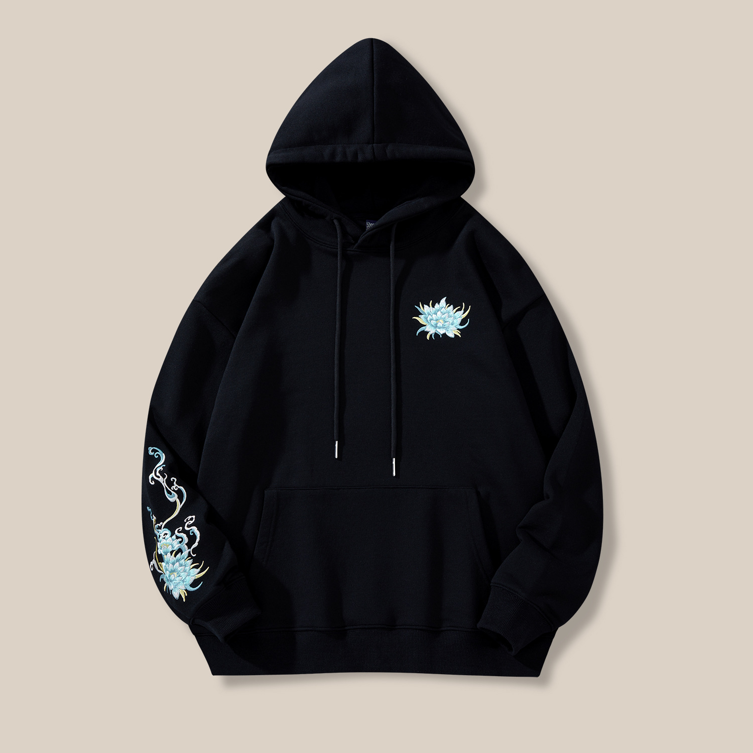 Fleece hoodie for men, autumn and winter top, embroidered Chinese-style casual hooded men's shirt, trendy brand plus-size men's couple shirts details Picture
