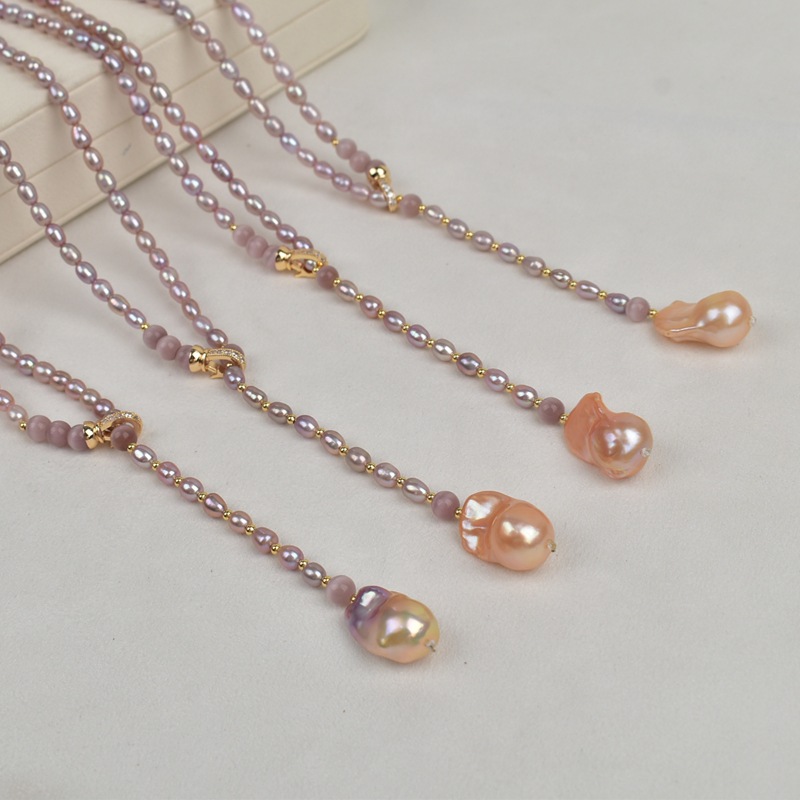 2025 New universal buckle sweater chain, long Baroque fishtail natural freshwater pearl necklace, elegant 925 silver Application Scenario