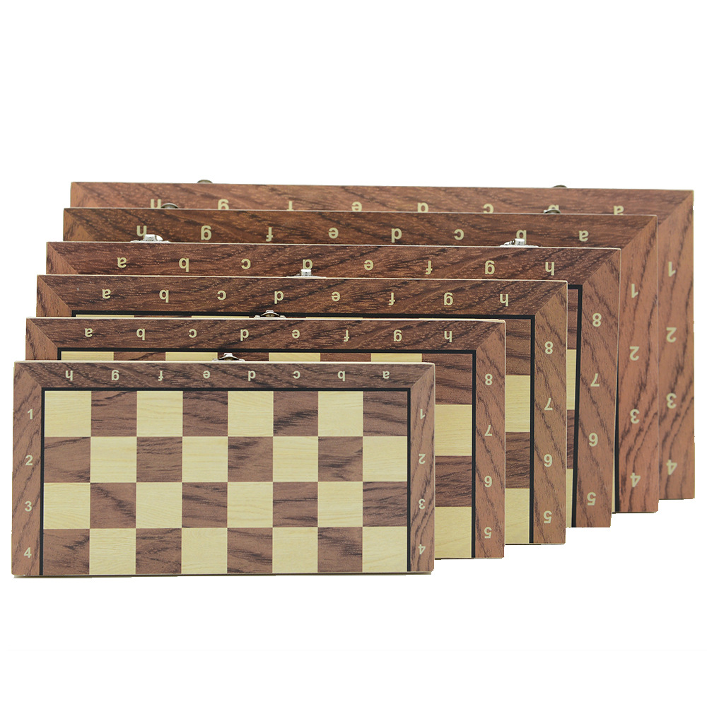 Three-in-one wooden magnetic chess checkers and Western chess foldable board game toy with magnetic attraction Specification image