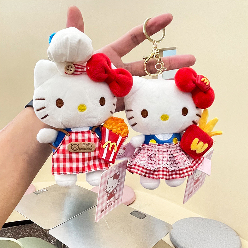 新款正版hellokitty小挂件kt毛绒公仔包包挂件kitty猫钥匙扣玩偶产品图