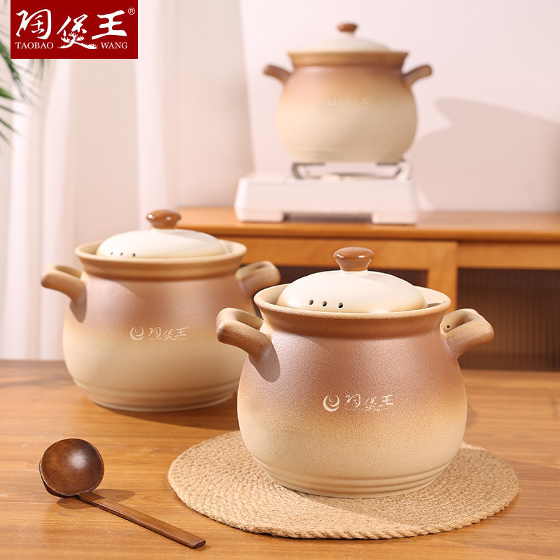 Tao Bao Wang large-capacity retro glazed reunion pot, ceramic clay pot, soup pot, household open flame soup pot, clay pot dry-cooking details Picture