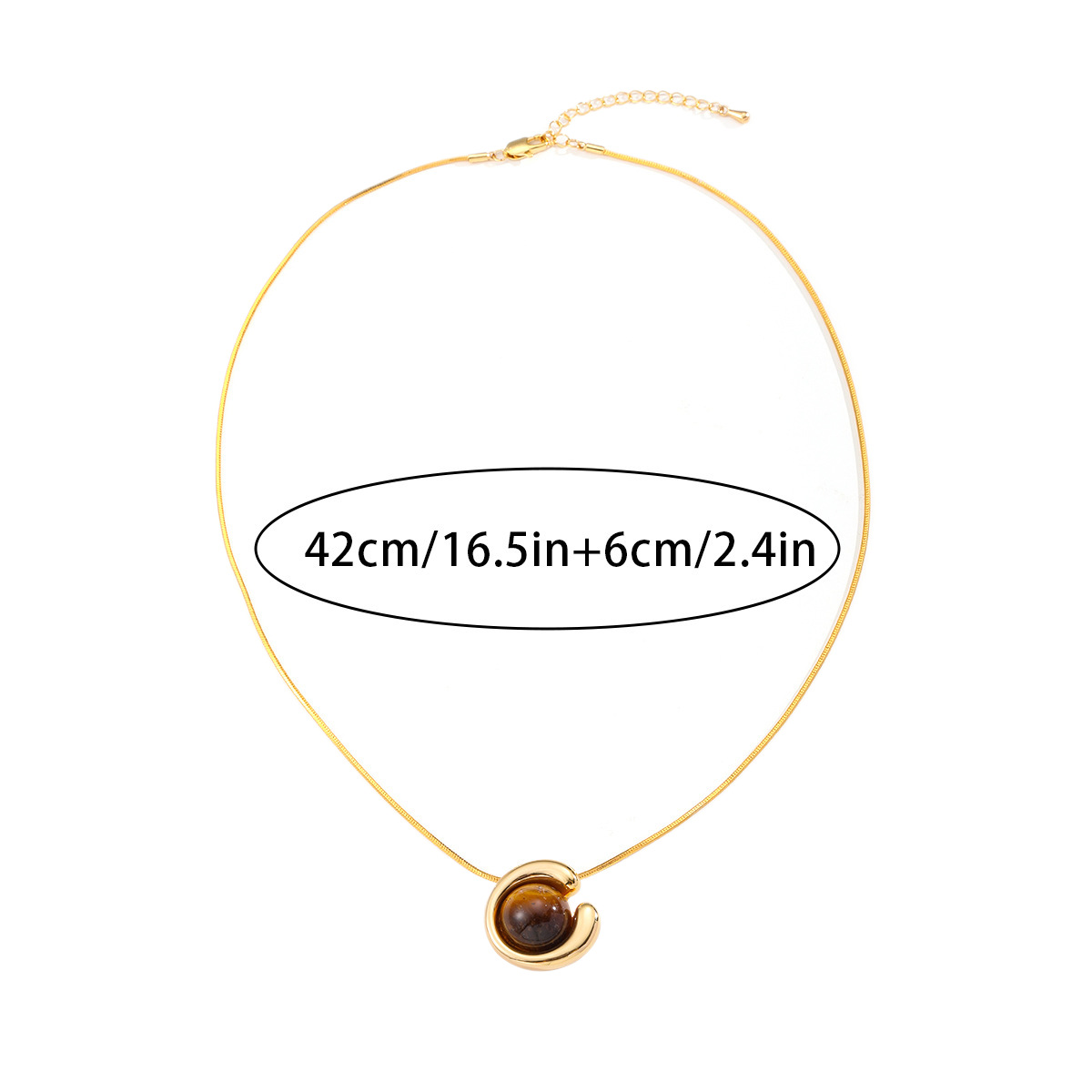 Nasha Cross-border Exclusive Maillard Tiger's Eye Necklace Long pendant, high-quality layered necklace, versatile for daily use Item Picture