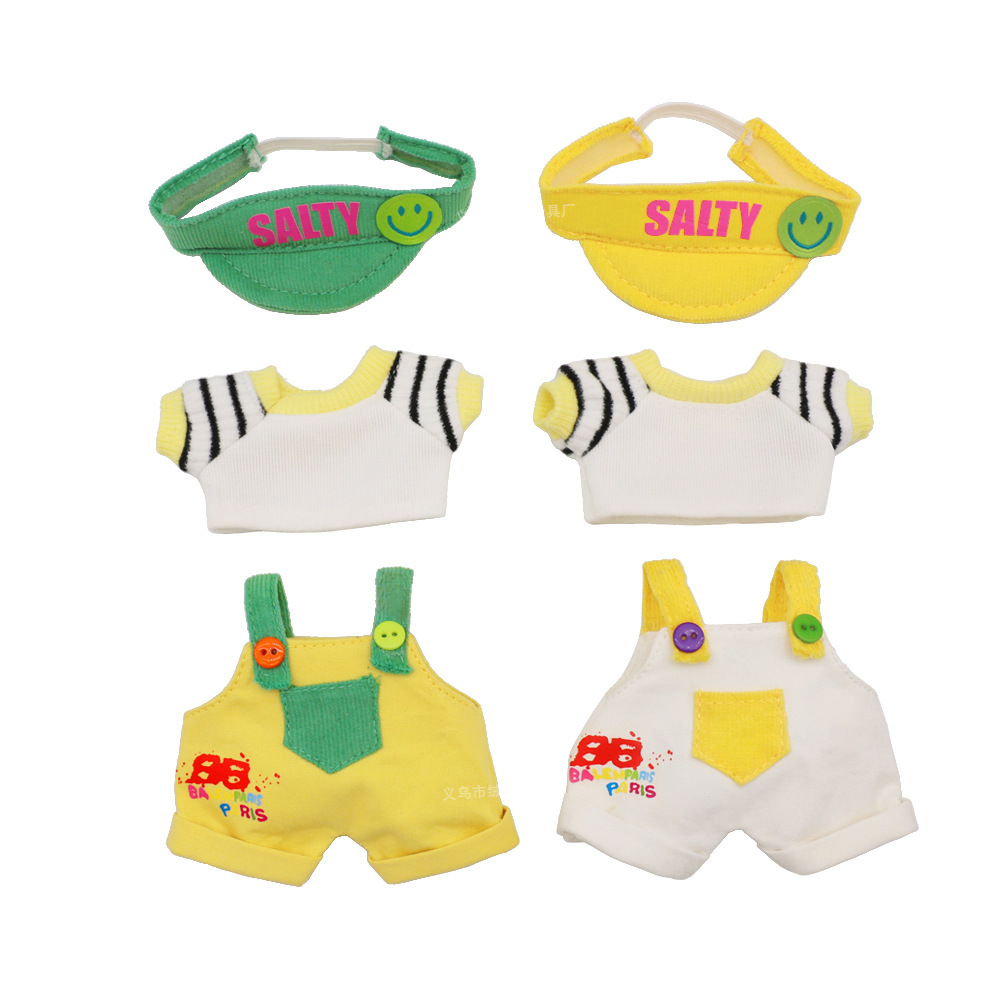 New baby clothes, cartoon smiling faces, baseball caps, trendy color-blocking tops, T overalls and pants sets, doll replacement outfits Item Picture
