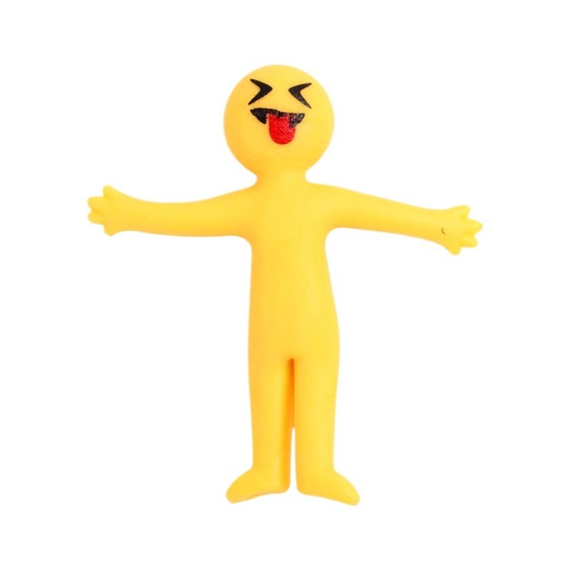 Creative stress-relieving and venting toys, soft rubber expressions, yellow little people, elastic rubber dolls, children's kindergarten gifts Item Picture