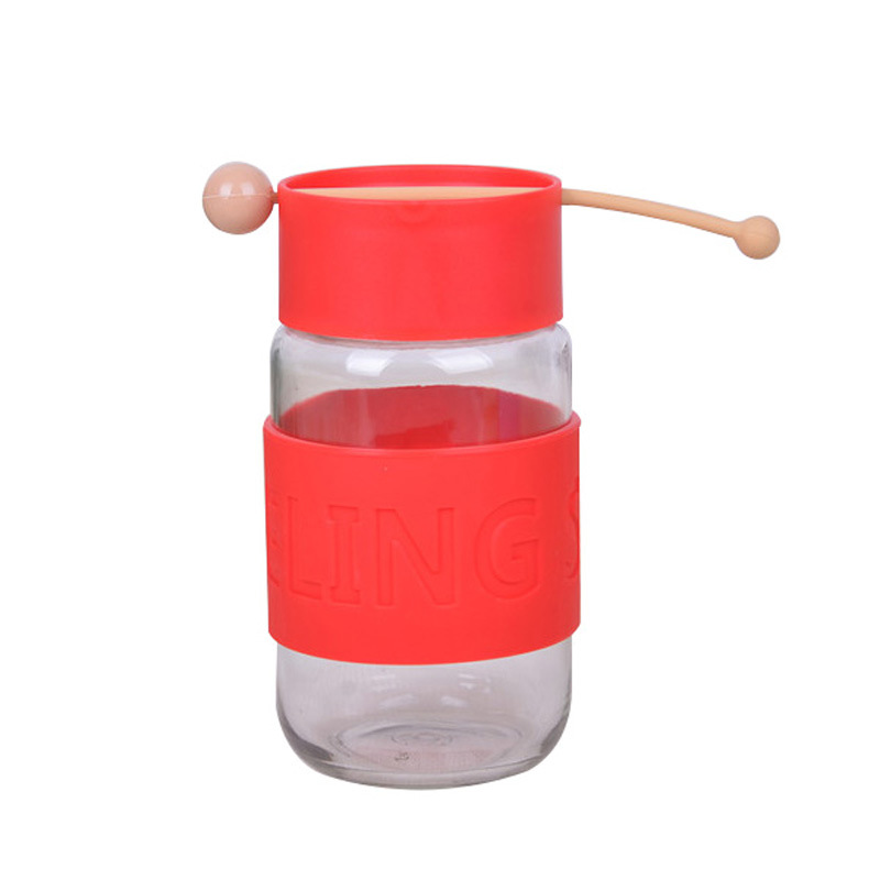 Promotional gifts: logo Mocha creative sweet ball glass cup, silicone sealed portable student water cup Item Picture