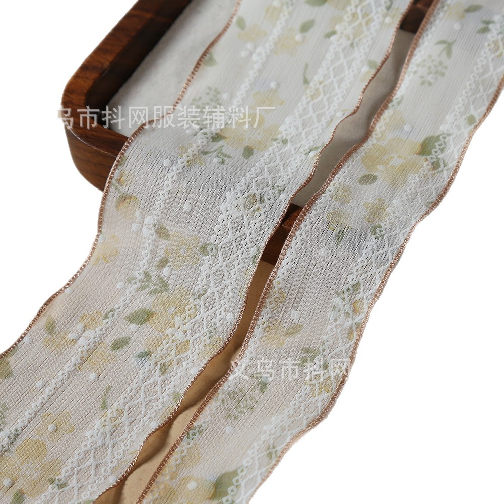2.5- 5cm floral lace floral fabric ribbons, clothing headwear, flower packaging, hair clips, diy accessories Item Picture