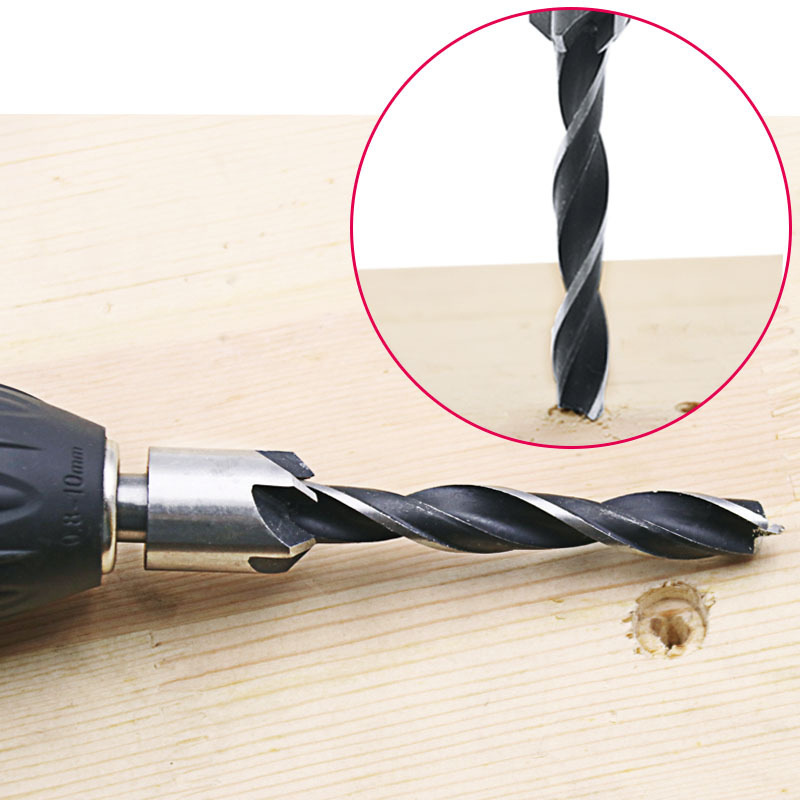 Three-pointed woodworking countersunk drill 3-10mm positioning chamfer integrated drilling guide drill set for wood countersunk drill Specification drawing