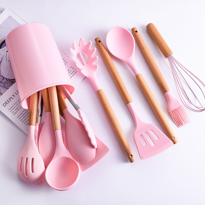 粉色厨房铝锅套装 搪瓷厨具锅具烧水壶户外 utensil